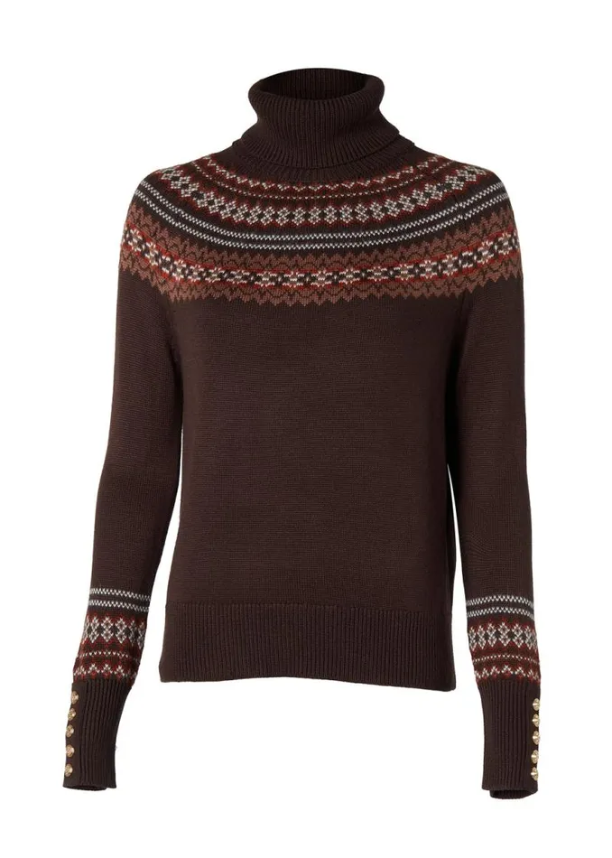 Women Whistler Roll Neck Knit Chocolate Holland Cooper Knitwear
