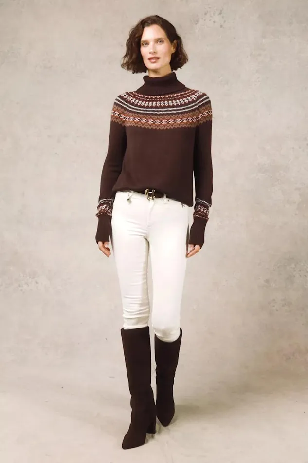 Women Whistler Roll Neck Knit Chocolate Holland Cooper Knitwear