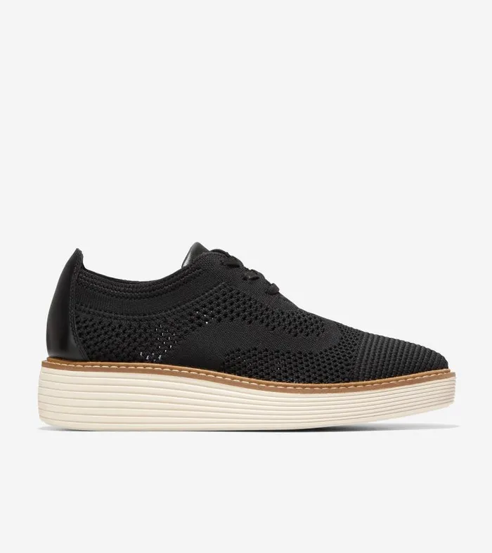 Women Women039s riginalGrand Platform Stitchlite Oxford Black Cole Haan Oxfords