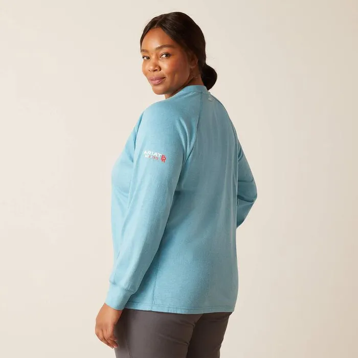 Women Workwear Ariat FR Air Henley Top Norse Blue Space Dye Women Workwear Ariat FR Air Henley Top Norse Blue Space Dye