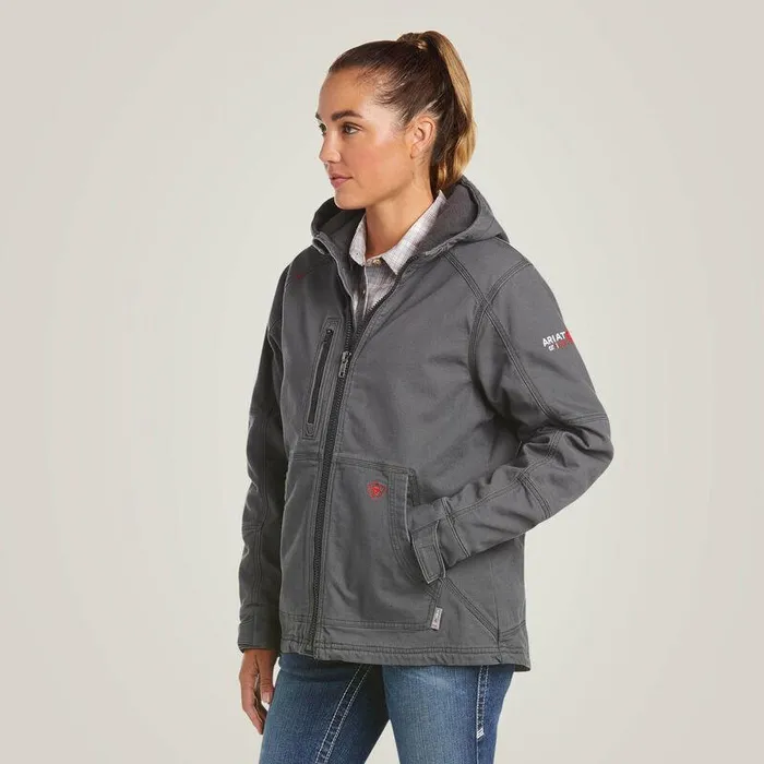 Women Workwear Ariat FR DuraLight Cordura Canvas Jacket Iron Grey