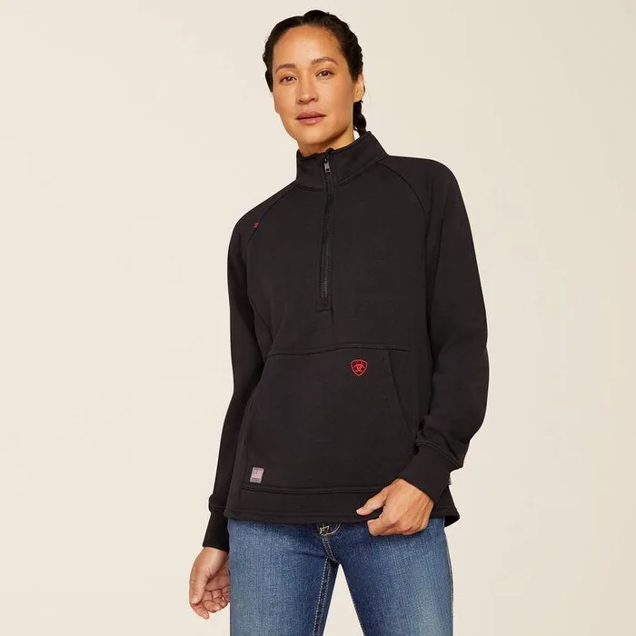 Women Workwear Ariat FR Primo Fleece 20 14 Zip Sweater Black
