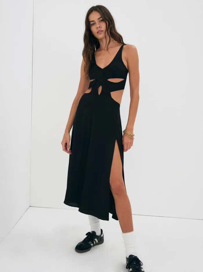 Women Yori Midi Dress Black For Love and Lemons Dresses