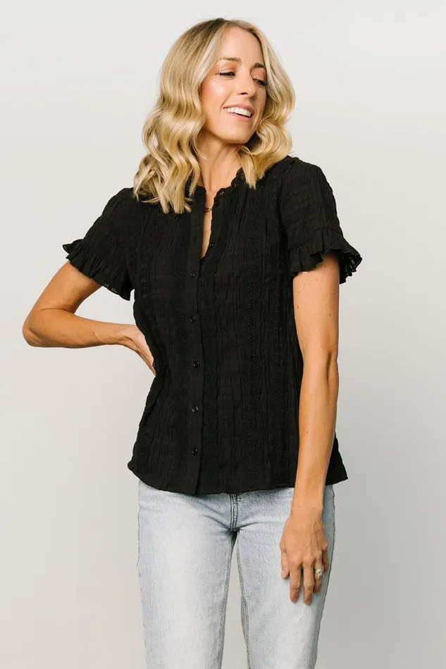 Women Zara Lace Top Black Baltic Born Blouses and Shirts