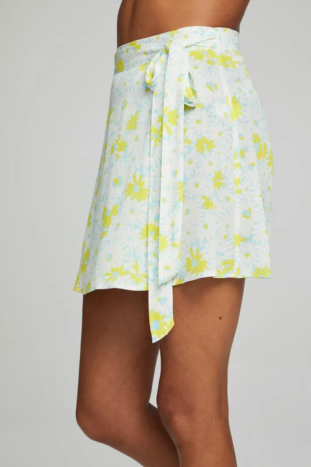 Womens Bottoms Chaser Brand Fleet Wrap Mini Skirt 8211 Baby Blue Daisy Floral
