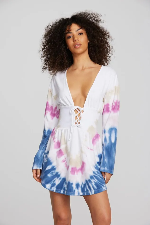 Womens Dresses Chaser Brand Coast Cotton Jersey Long Sleeve Mini Dress