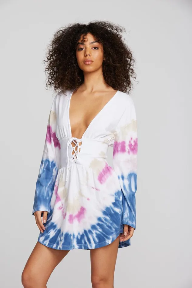 Womens Dresses Chaser Brand Coast Cotton Jersey Long Sleeve Mini Dress