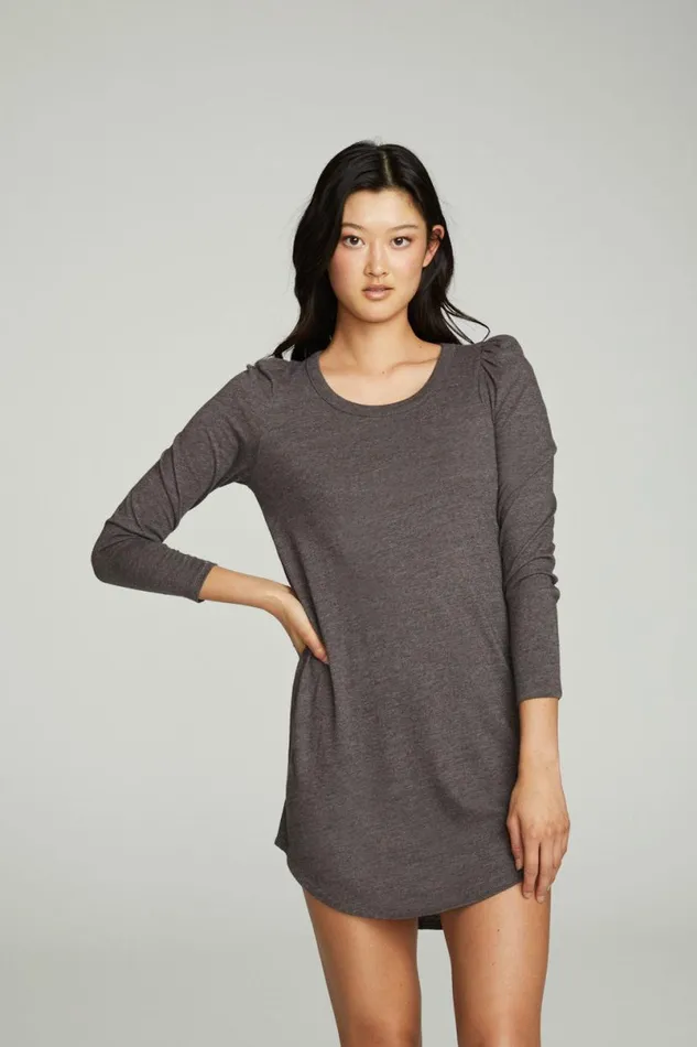 Womens Dresses Chaser Brand Puff Sleeve Shirttail Hi Lo Dress