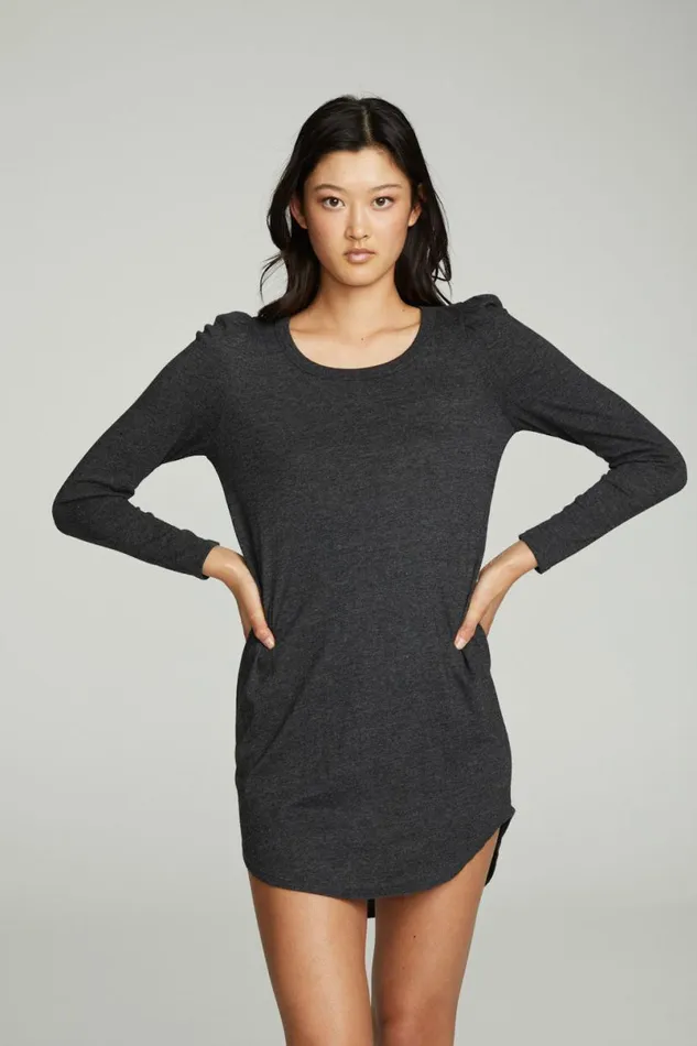 Womens Dresses Chaser Brand Puff Sleeve Shirttail Hi Lo Dress
