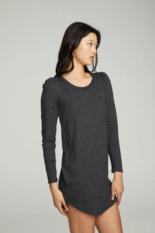 Womens Dresses Chaser Brand Puff Sleeve Shirttail Hi Lo Dress