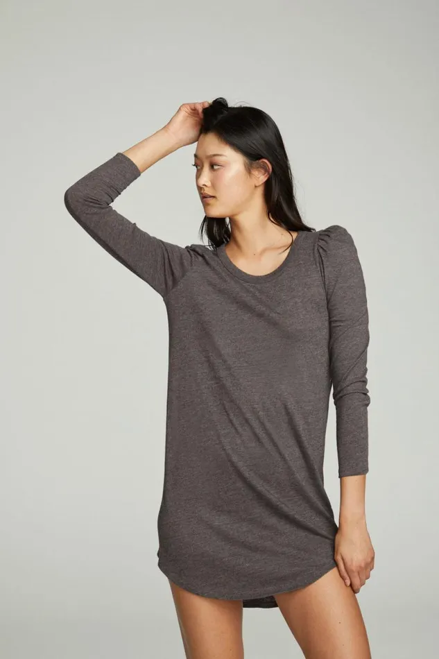 Womens Dresses Chaser Brand Puff Sleeve Shirttail Hi Lo Dress