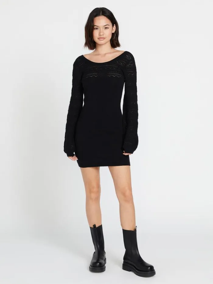 Womens Dresses Volcom Cozy Babe Sweater Dress 8211 Black