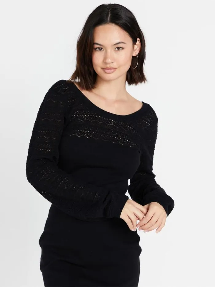 Womens Dresses Volcom Cozy Babe Sweater Dress 8211 Black