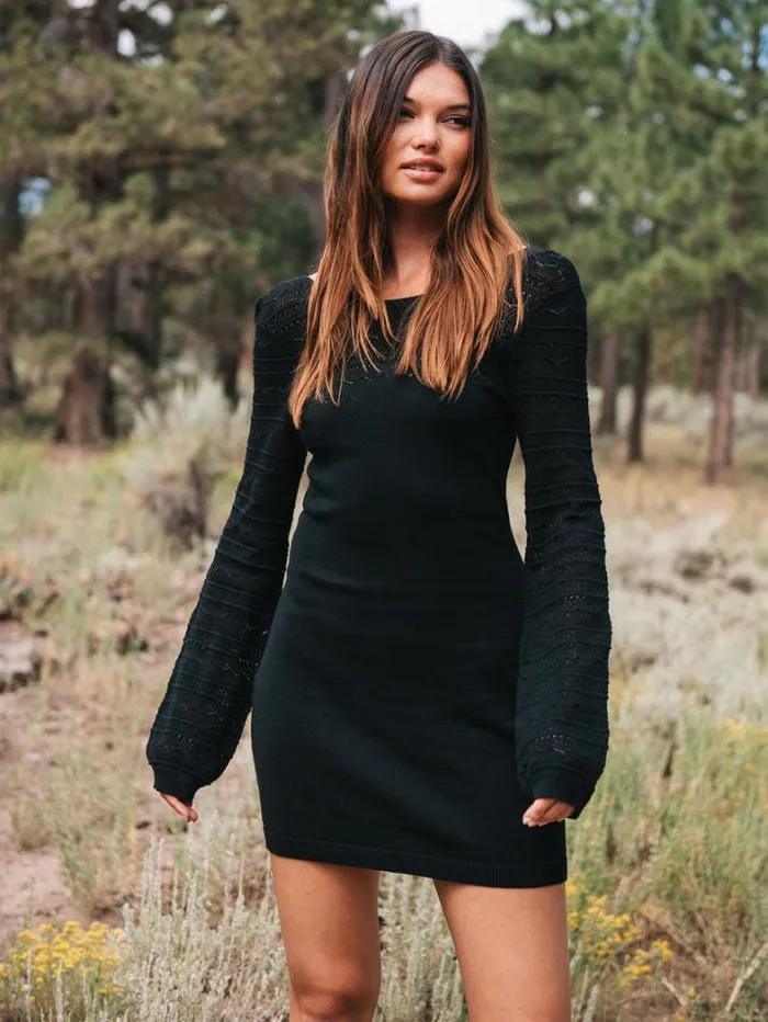 Womens Dresses Volcom Cozy Babe Sweater Dress 8211 Black