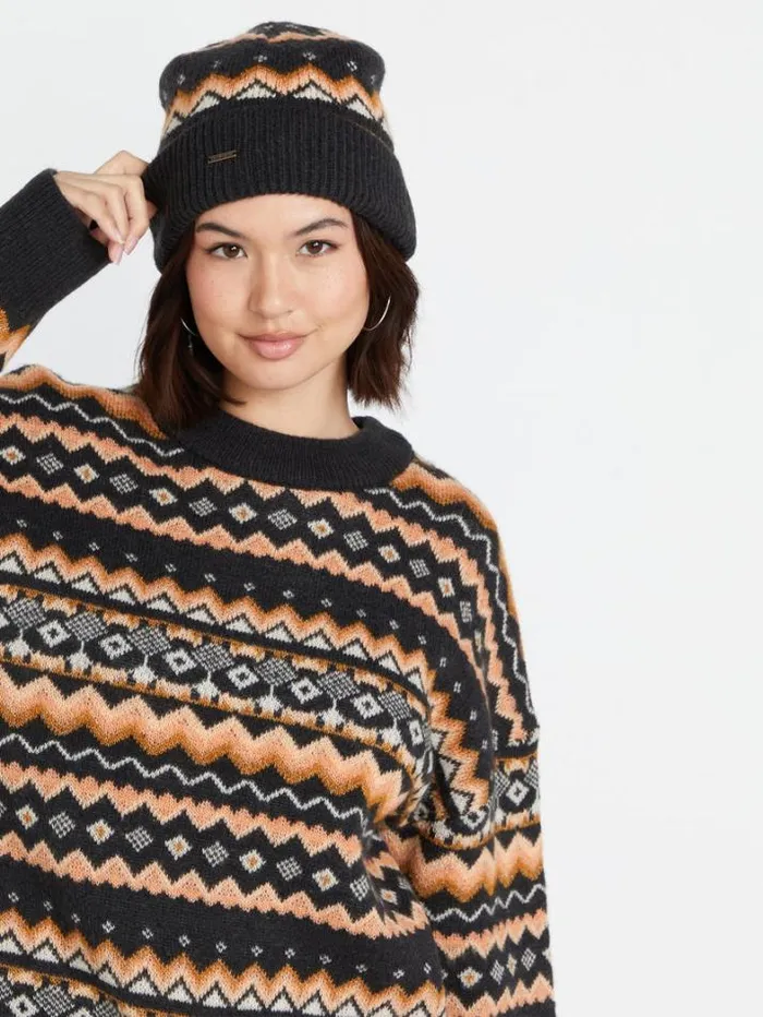 Womens Hats and Beanies Volcom Not Fairisle Beanie 8211 Vintage Black