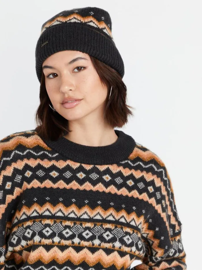 Womens Hats and Beanies Volcom Not Fairisle Beanie 8211 Vintage Black
