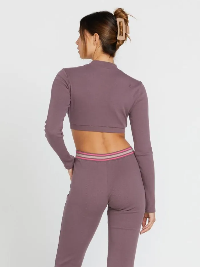 Womens Hiking Volcom Lived In Lounge Mock Neck Long Sleeve Top 8211 Acai