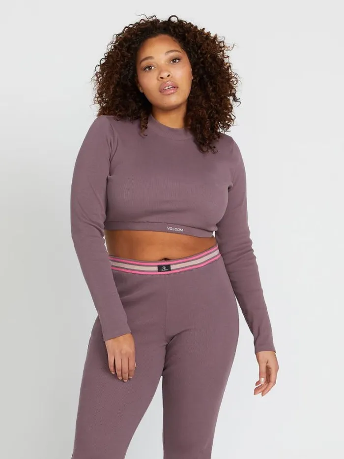 Womens Hiking Volcom Lived In Lounge Mock Neck Long Sleeve Top 8211 Acai