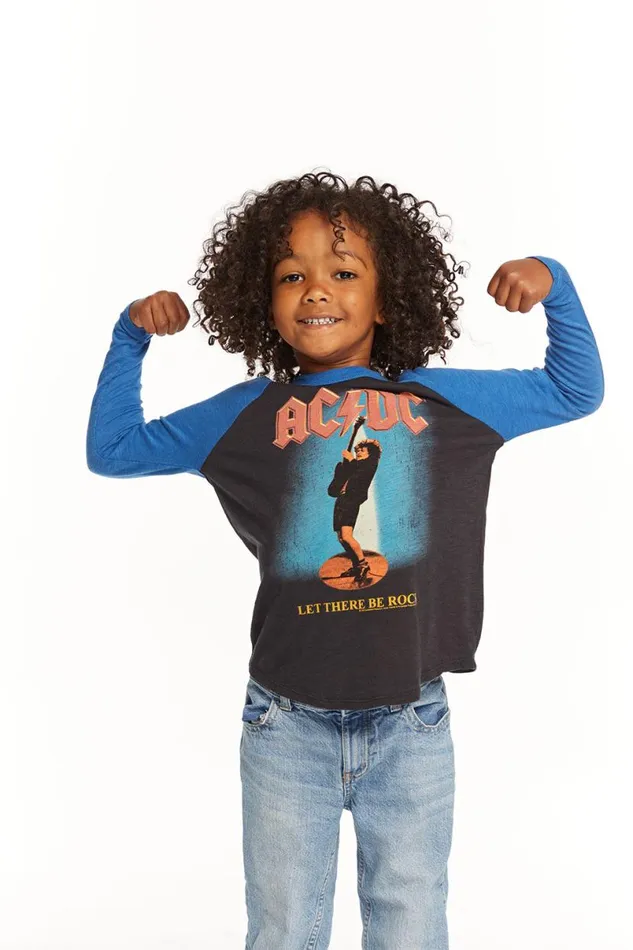 WomensKids Music Chaser Brand ACDC Let There Be Rock Baseball Tee