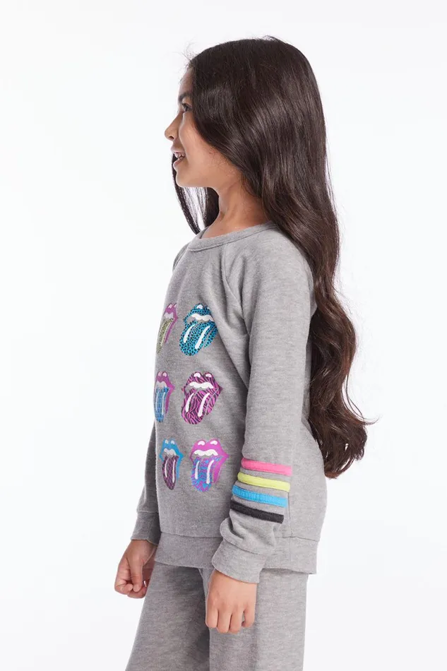 WomensKids Music Chaser Brand Rolling Stones Multi Logo Girls Long Sleeve