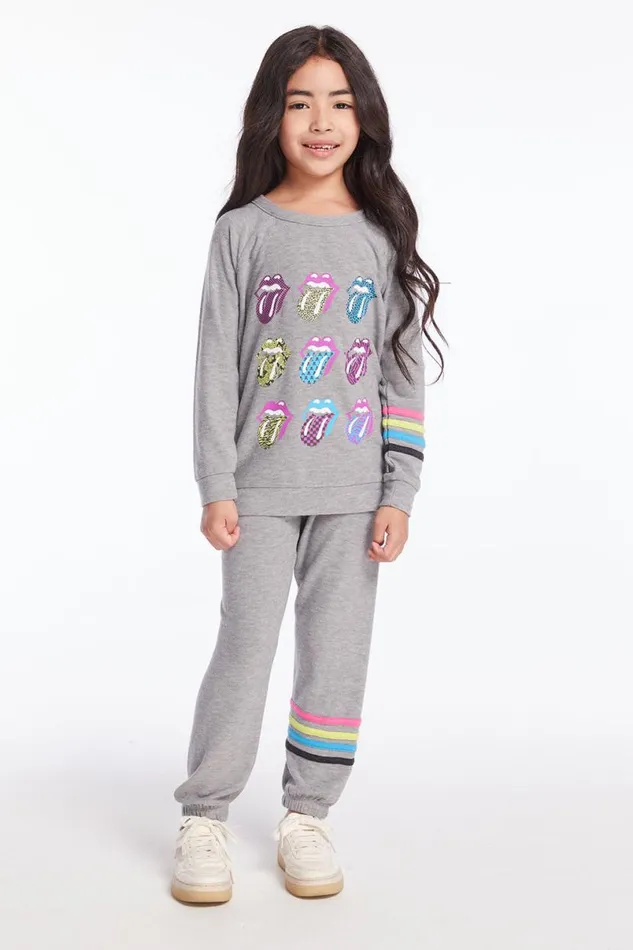 WomensKids Music Chaser Brand Rolling Stones Multi Logo Girls Long Sleeve