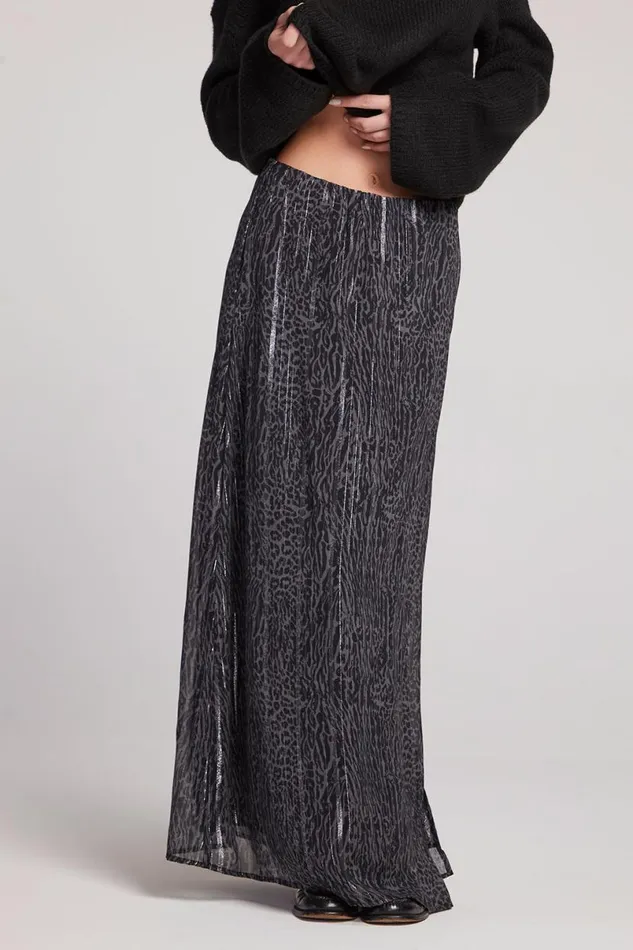 Womens Loungewear Chaser Brand Aquarius Licorice Leopard Maxi Skirt