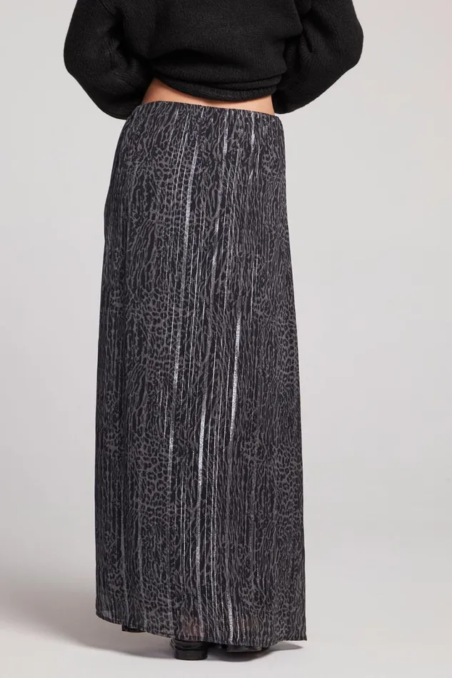 Womens Loungewear Chaser Brand Aquarius Licorice Leopard Maxi Skirt