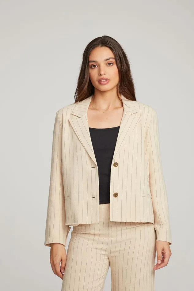 Womens Loungewear Chaser Brand Santanaa White Pinstripe Blazer