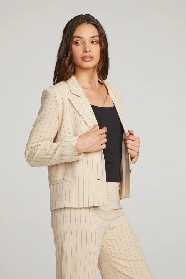 Womens Loungewear Chaser Brand Santanaa White Pinstripe Blazer