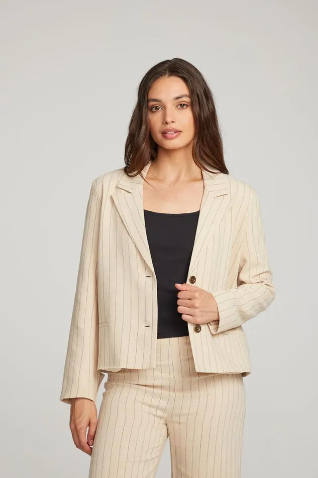 Womens Loungewear Chaser Brand Santanaa White Pinstripe Blazer