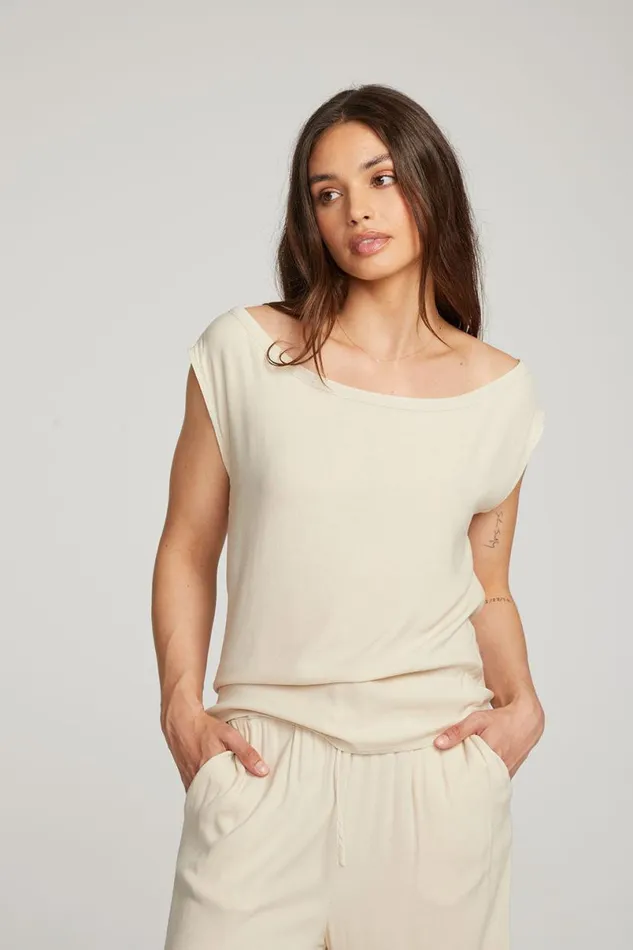 Womens Loungewear Chaser Brand Sleeveless Bark Dolman Tee