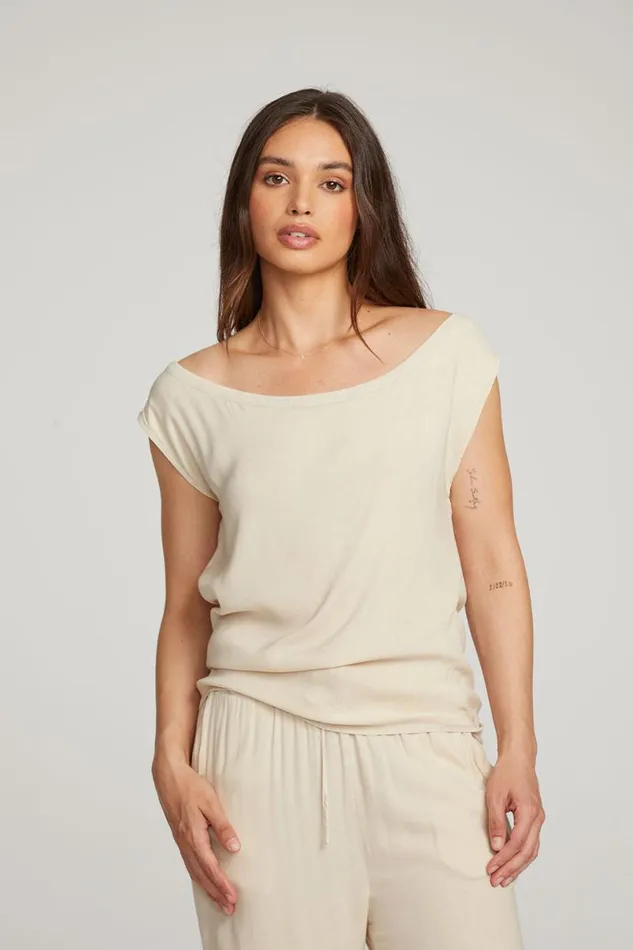 Womens Loungewear Chaser Brand Sleeveless Bark Dolman Tee