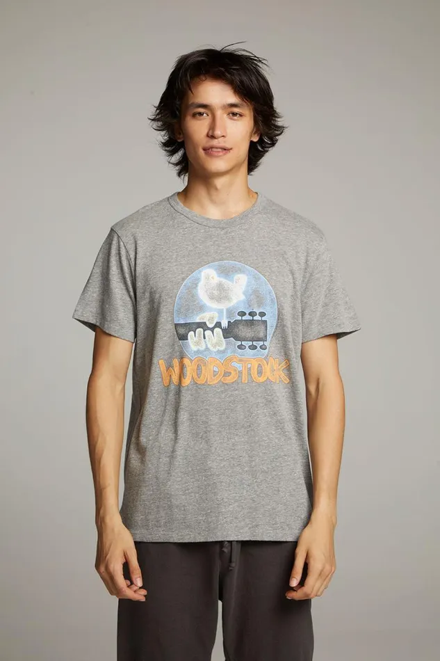 WomensMens Music Chaser Brand Woodstock Bird On Guitar Crew Neck Tee