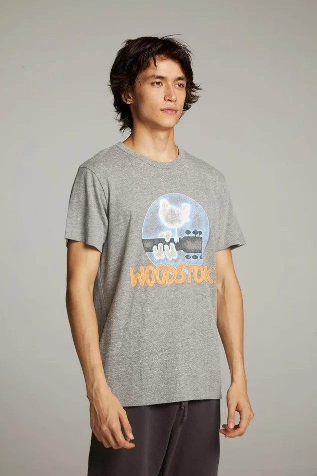 WomensMens Music Chaser Brand Woodstock Bird On Guitar Crew Neck Tee