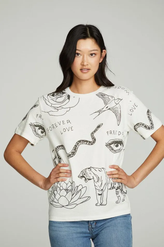 Womens Tops Chaser Brand Cherish Forever Crew Tee