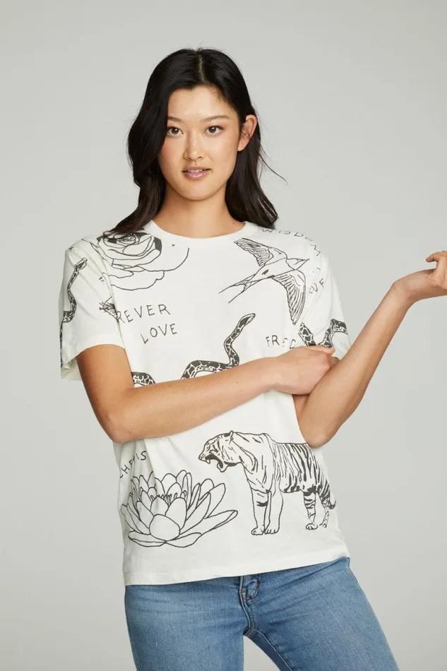 Womens Tops Chaser Brand Cherish Forever Crew Tee
