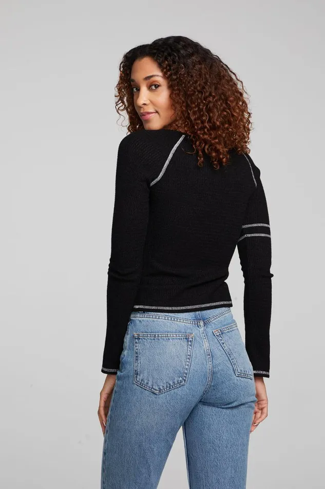 Womens Tops Chaser Brand Cooper Shadow Black Long Sleeve