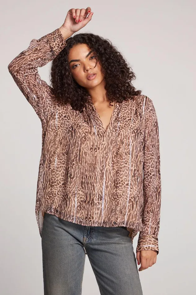 Womens Tops Chaser Brand Denver Classic Leopard Blouse