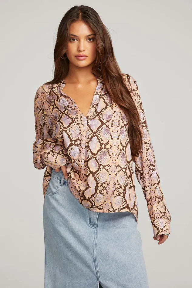 Womens Tops Chaser Brand Denver Python Print Blouse