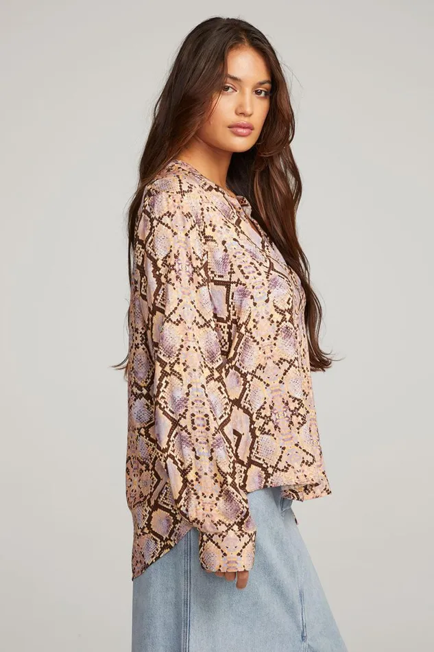 Womens Tops Chaser Brand Denver Python Print Blouse