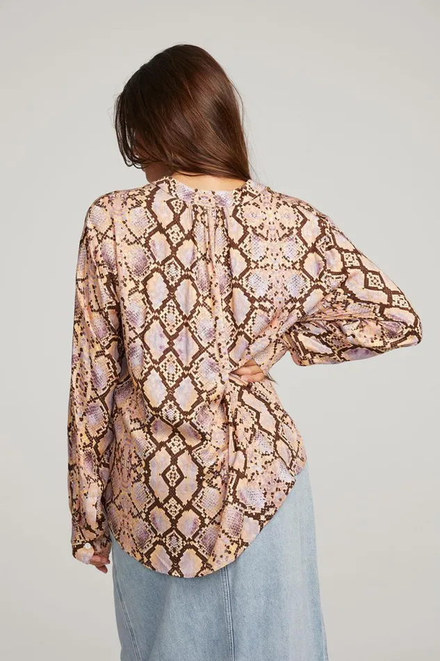 Womens Tops Chaser Brand Denver Python Print Blouse