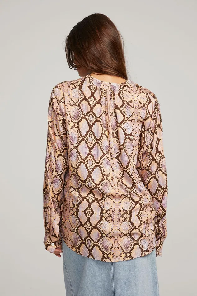 Womens Tops Chaser Brand Denver Python Print Blouse
