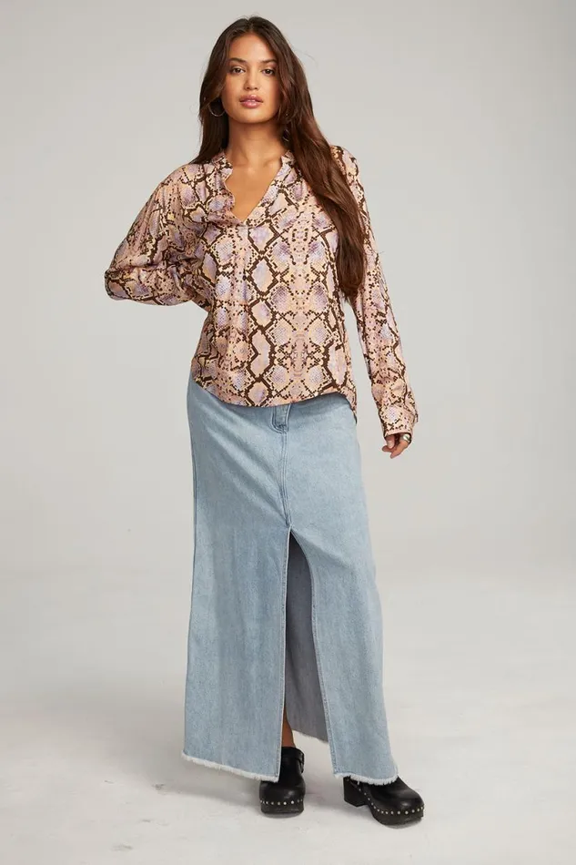 Womens Tops Chaser Brand Denver Python Print Blouse