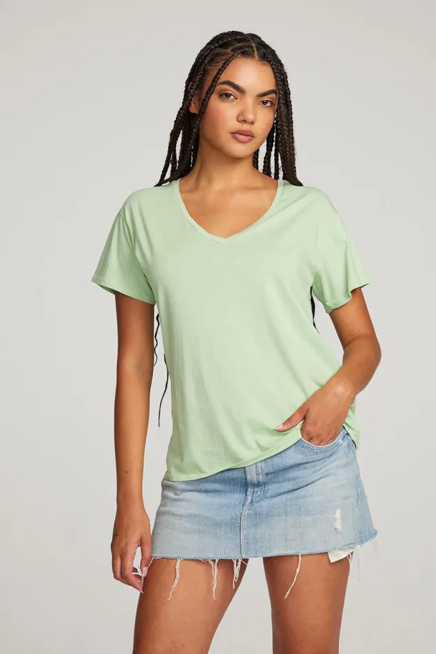 Womens Tops Chaser Brand Everyday Essential Quiet Green Vneck Tee