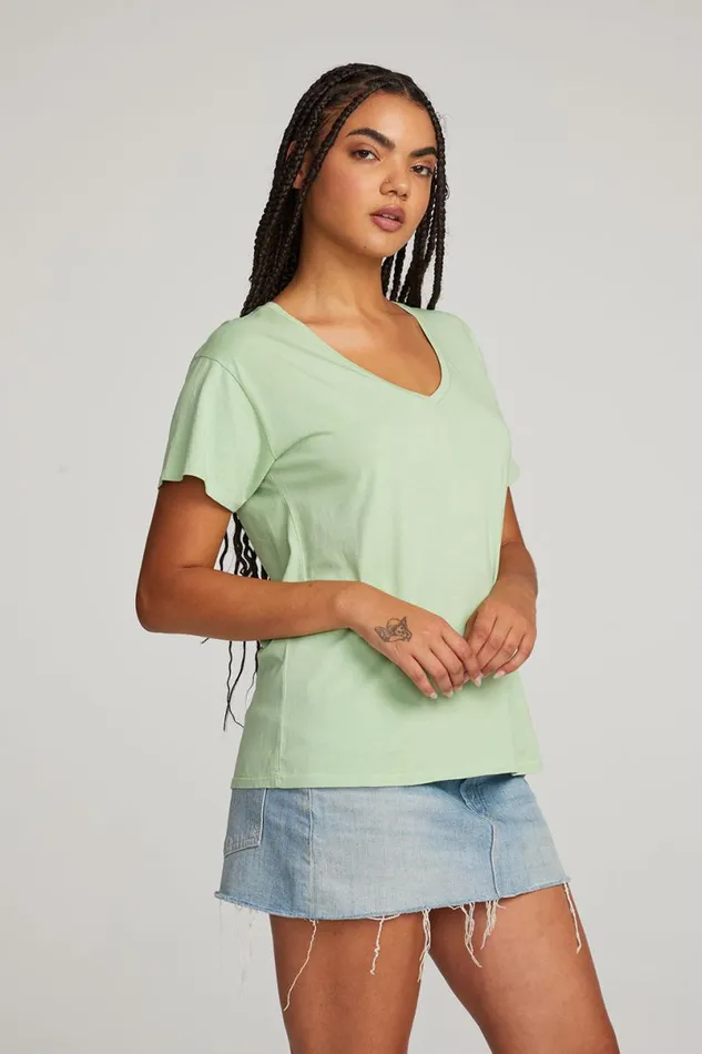 Womens Tops Chaser Brand Everyday Essential Quiet Green Vneck Tee