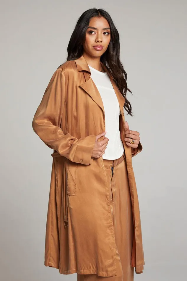Womens Tops Chaser Brand Ford Toffee Trench Coat