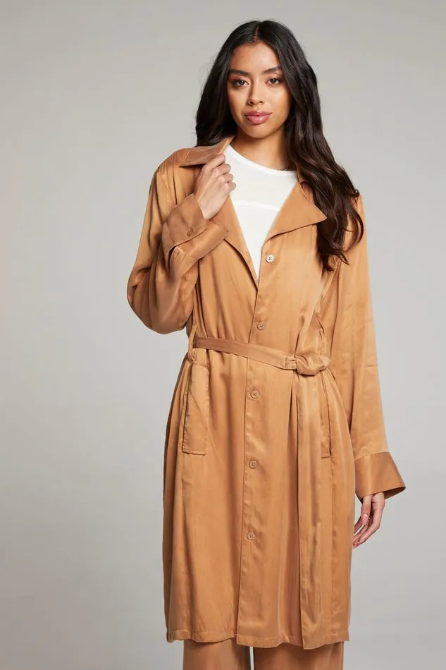 Womens Tops Chaser Brand Ford Toffee Trench Coat