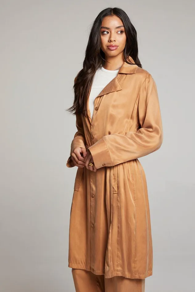 Womens Tops Chaser Brand Ford Toffee Trench Coat