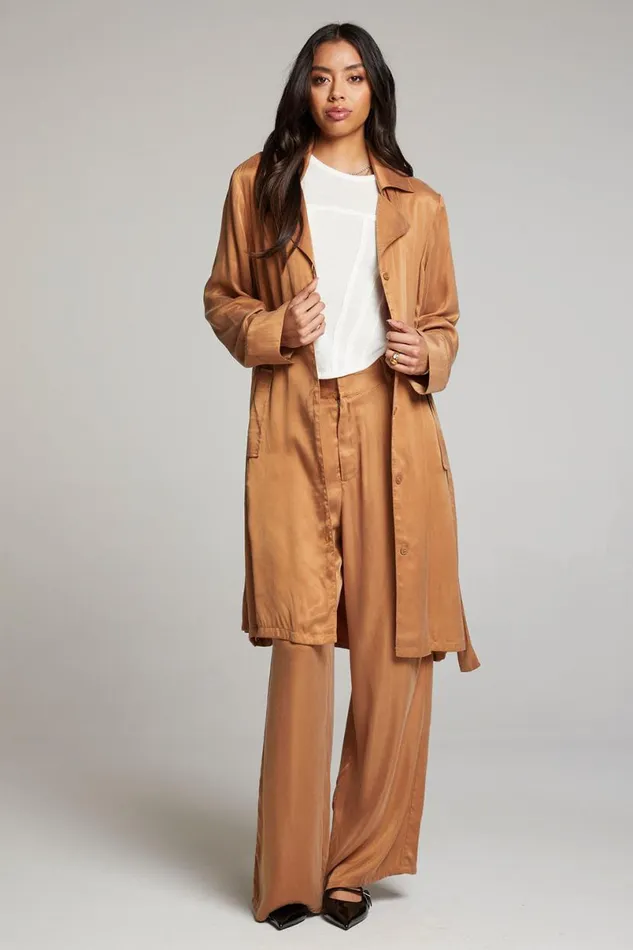 Womens Tops Chaser Brand Ford Toffee Trench Coat