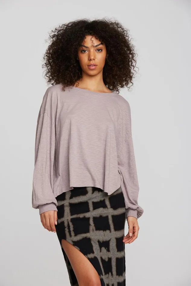 Womens Tops Chaser Brand Gauze Jersey Long Sleeve Tee
